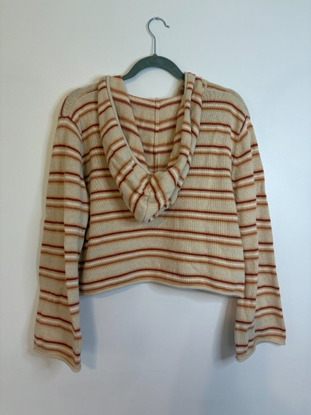Roxy Side Swipe Poncho Hoodie In The Tapioca Retro Rays Stripe Colorway - Picture 5 of 6